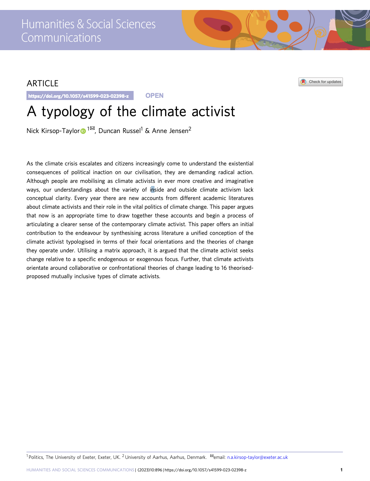 A typology of the climate activist